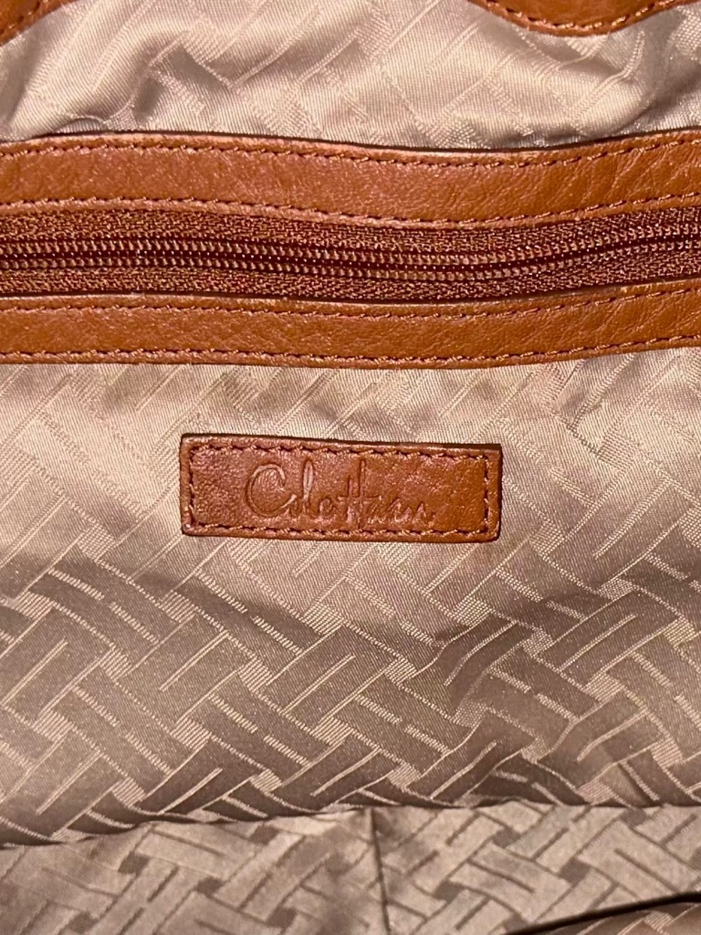 Cole Haan Heritage Village Double Handle Front Zip Tote British Tan Pebbled - Picture 7 of 11